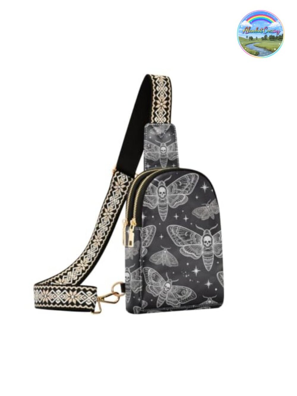 PU Leather Crossbody Sling Bag Floral Print Adjustable Strap Women's Chest Bag